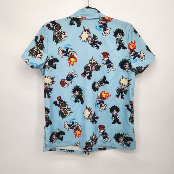 Hot Topic Blue My Hero Academia Chibi Heroes Woven Button up Shirt Women's M - Picture 7 of 11